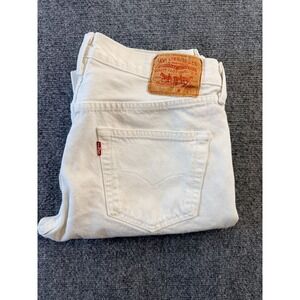 Levi's 501 Straight Fit Mens Jeans 32x34 White Denim Button Fly Classic
